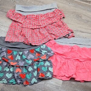 Crazy 8 Girls 14 Bundle Colorful Heart Patterned Skirts Set Of Three Orange Pink